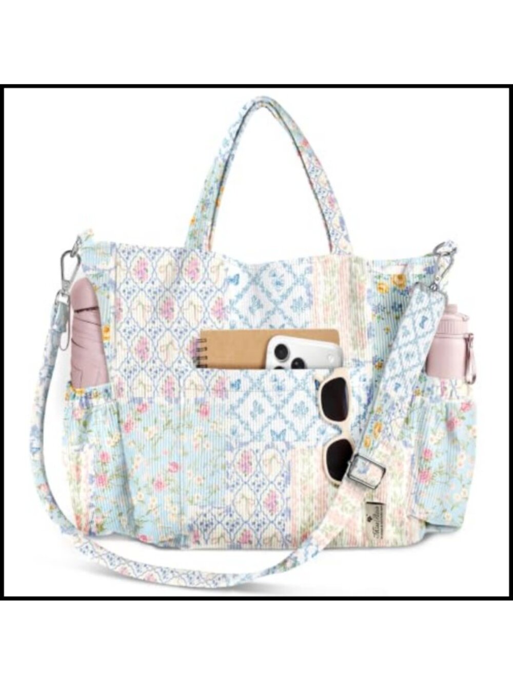Corduroy Crossbody Tote Bag Large Fits 14" Laptop 3-Way Carry Shoulder Purse